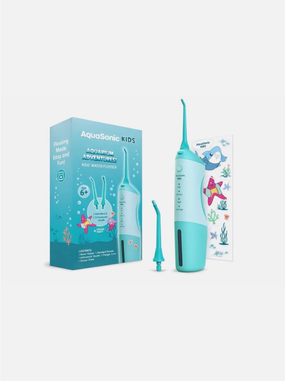 AquaSonic Kids Teal Water Flosser - Gentle Oral Care for Children